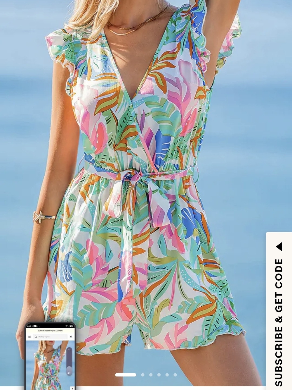 Cupshe Multicolor Tropical Leaf Print Romper